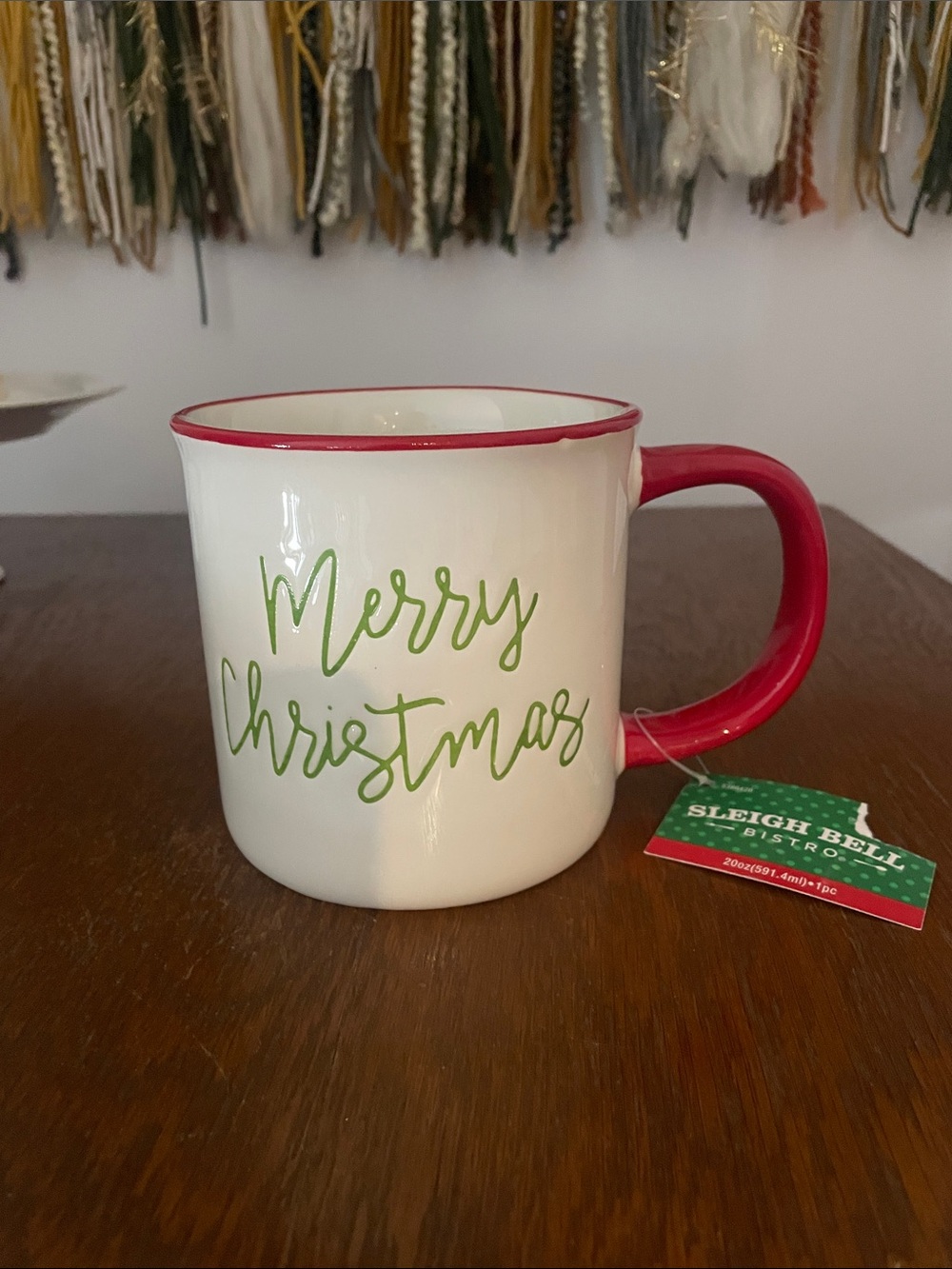 "Merry Christmas" Ceramic Mug - White with Red Accent new